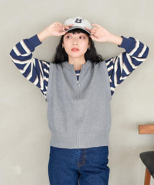 生物洗滌加工 針織拉鍊馬甲