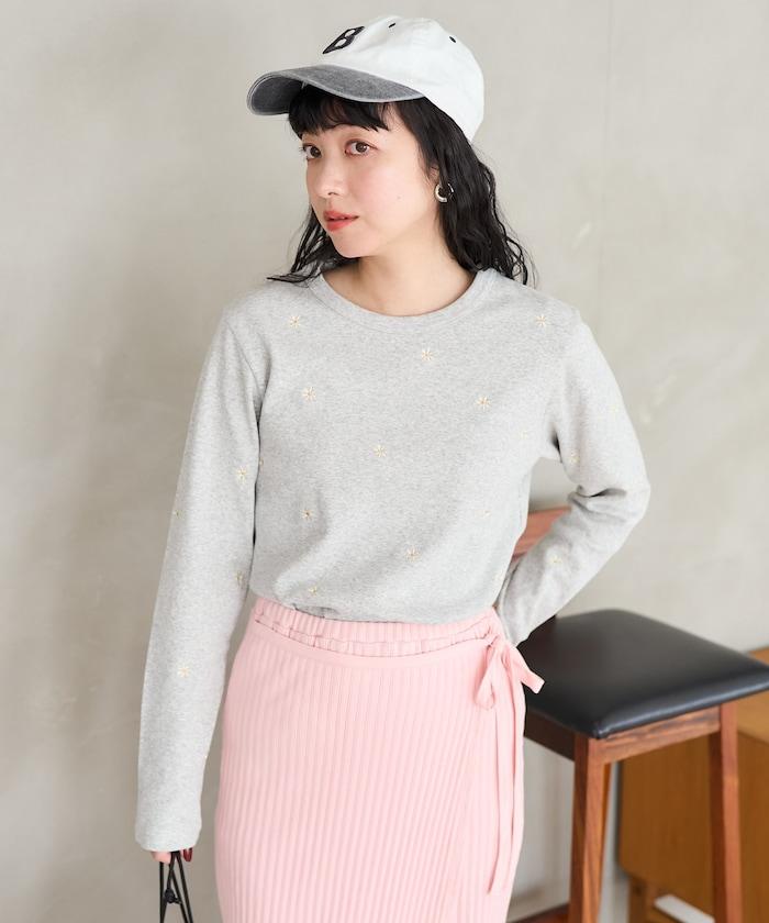 迷你雛菊刺繡長袖T恤