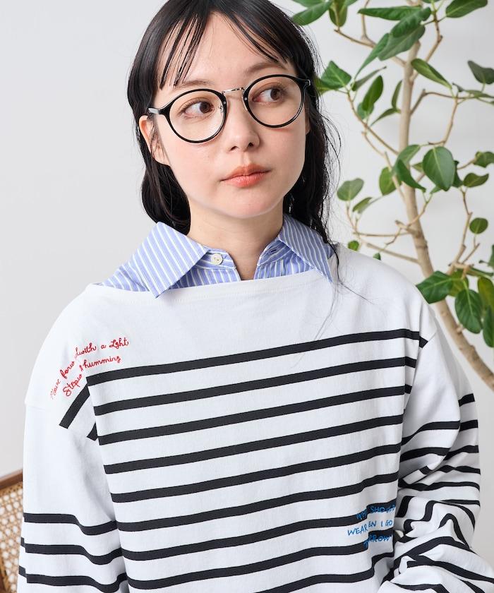 拼接邊框 刺繡 巴斯克襯衫