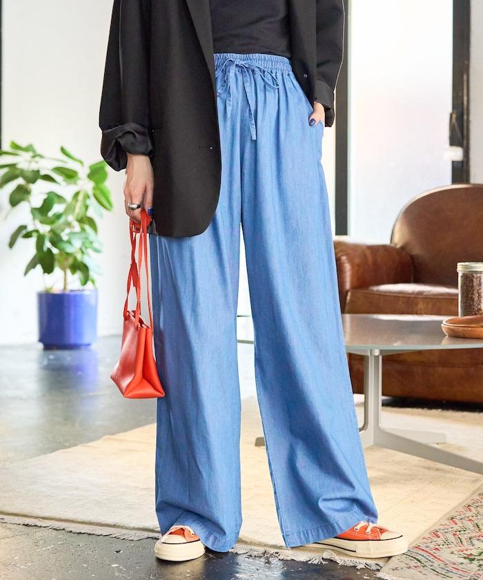 人造纖維丹寧休閒褲