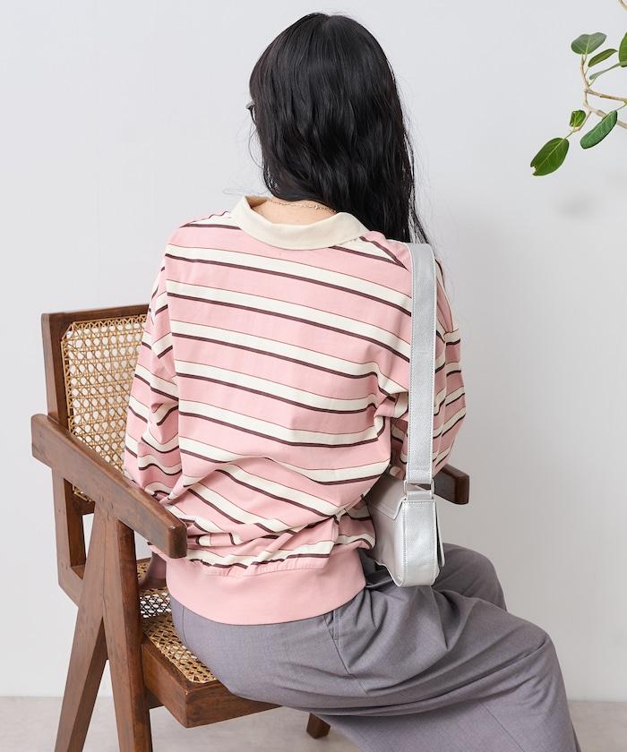 多色條紋polo領上衣