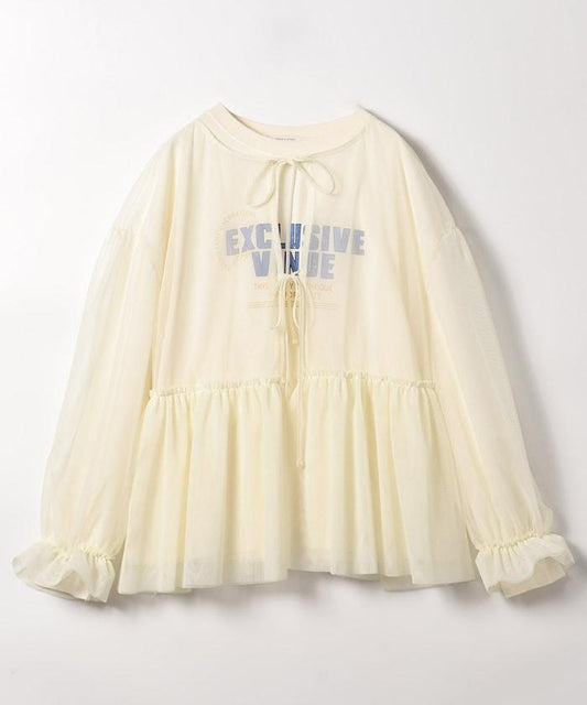 【套裝商品】蕾絲疊層 印花長袖T-shirt