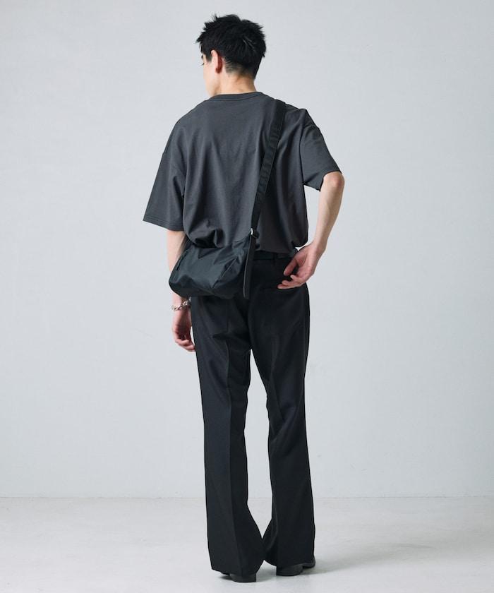 修身款彈力斜紋闊腿褲