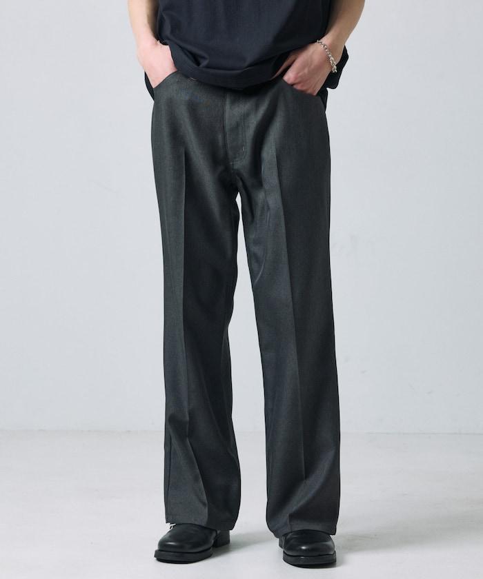 修身款彈力斜紋闊腿褲