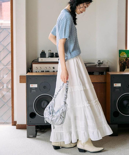 印度風荷葉褶邊拼接裙