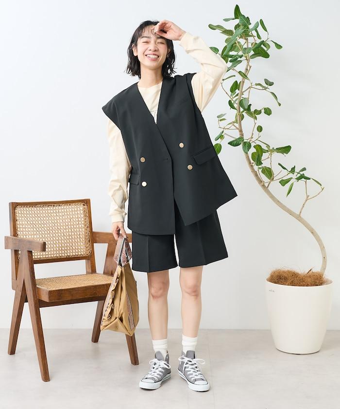 接觸冷感/UV 亞麻觸感 雙層背心<套裝搭配適用>