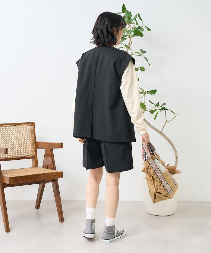 接觸冷感/UV 亞麻觸感 雙層背心<套裝搭配適用>