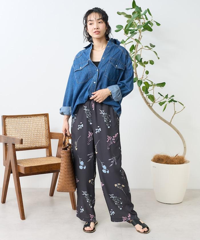 大花印花 寬鬆長褲