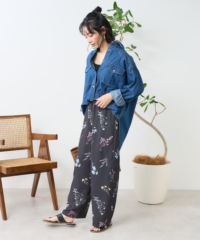 大花印花 寬鬆長褲