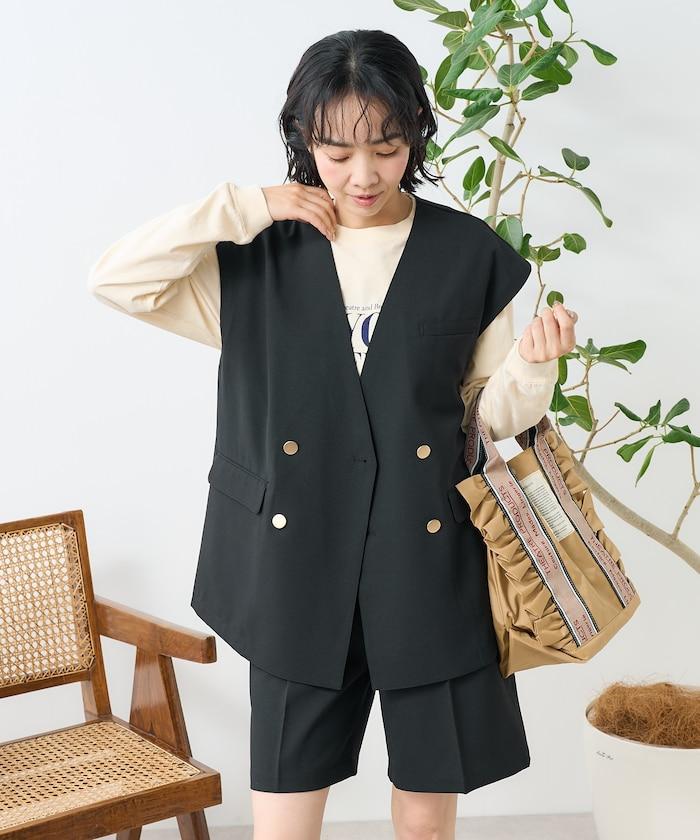 接觸冷感/UV 亞麻觸感 雙層背心<套裝搭配適用>