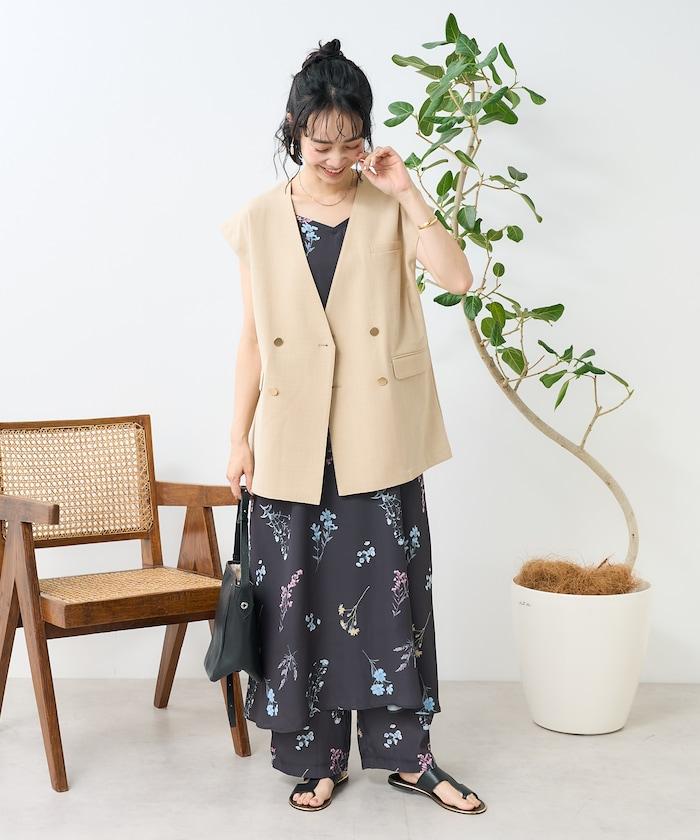 接觸冷感/UV 亞麻觸感 雙層背心<套裝搭配適用>