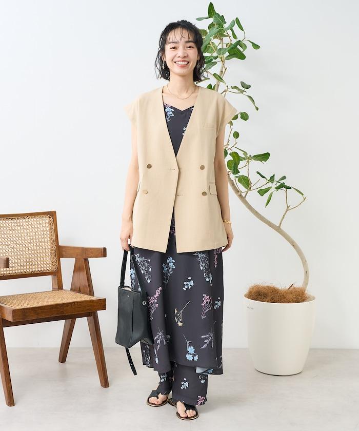 接觸冷感/UV 亞麻觸感 雙層背心<套裝搭配適用>