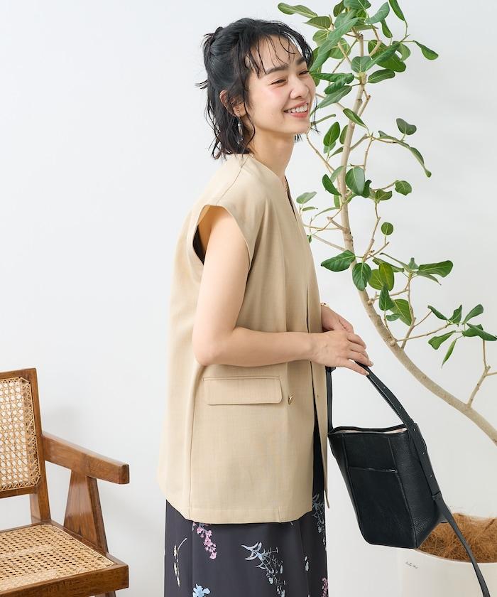 接觸冷感/UV 亞麻觸感 雙層背心<套裝搭配適用>