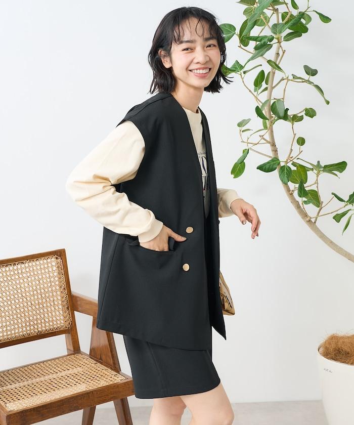 接觸冷感/UV 亞麻觸感 雙層背心<套裝搭配適用>