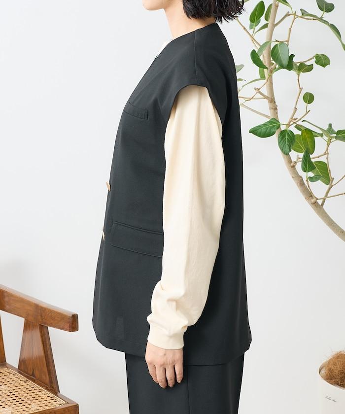 接觸冷感/UV 亞麻觸感 雙層背心<套裝搭配適用>