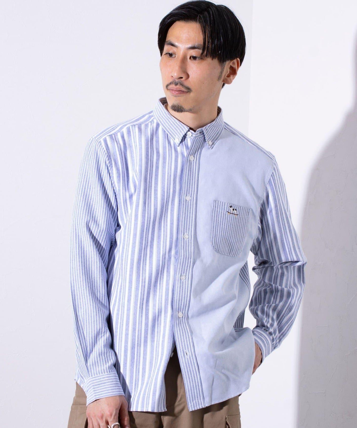 【GLOSTER】法國鬥牛犬刺繡 領釦襯衫
