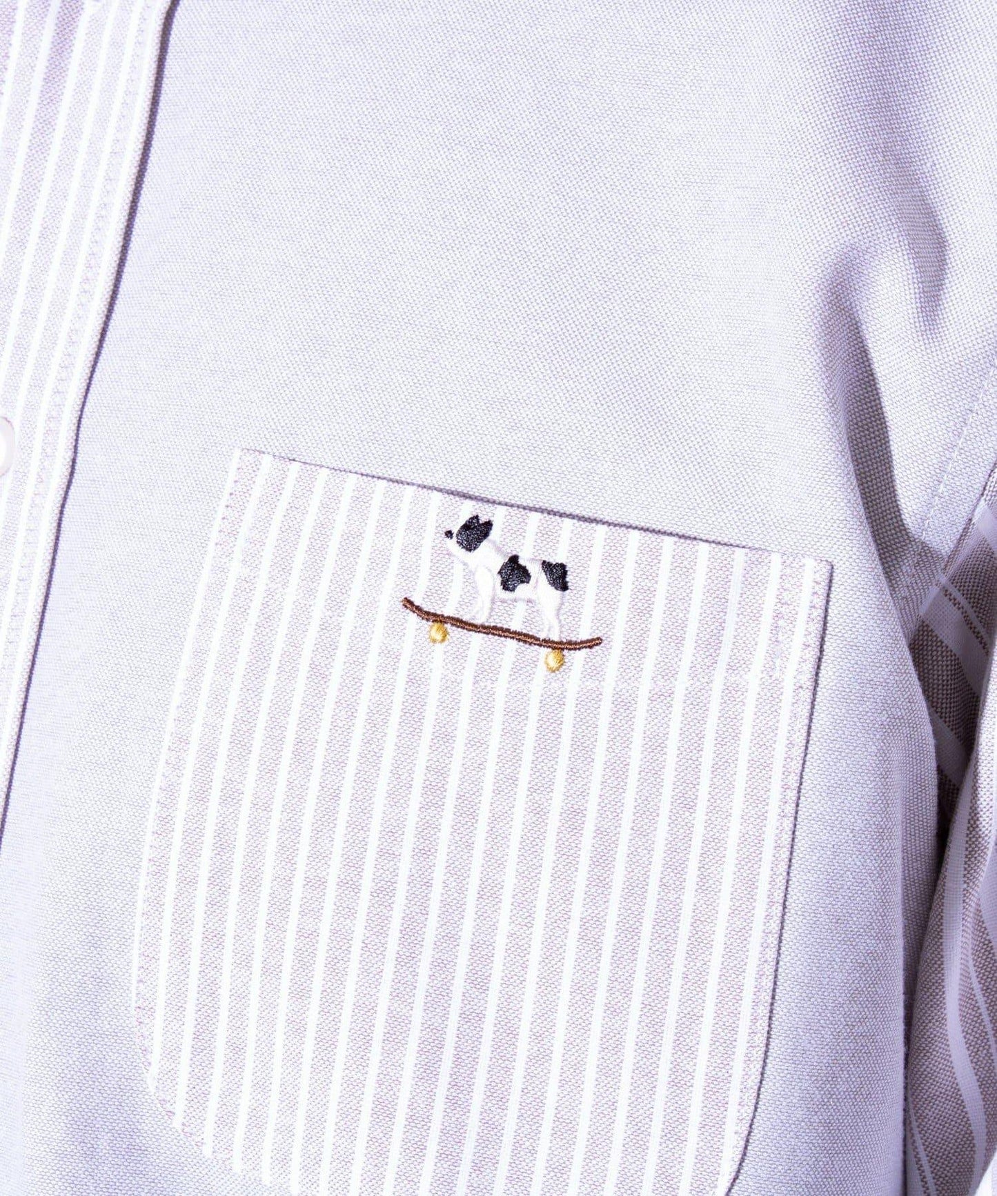 【GLOSTER】法國鬥牛犬刺繡 領釦襯衫