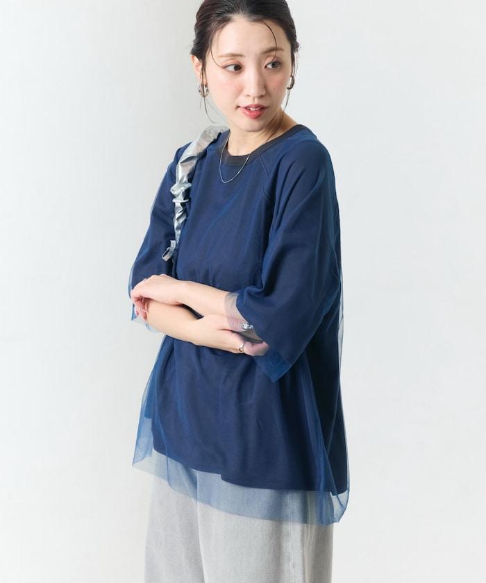 拉格朗圓領蕾絲拼接套頭衫