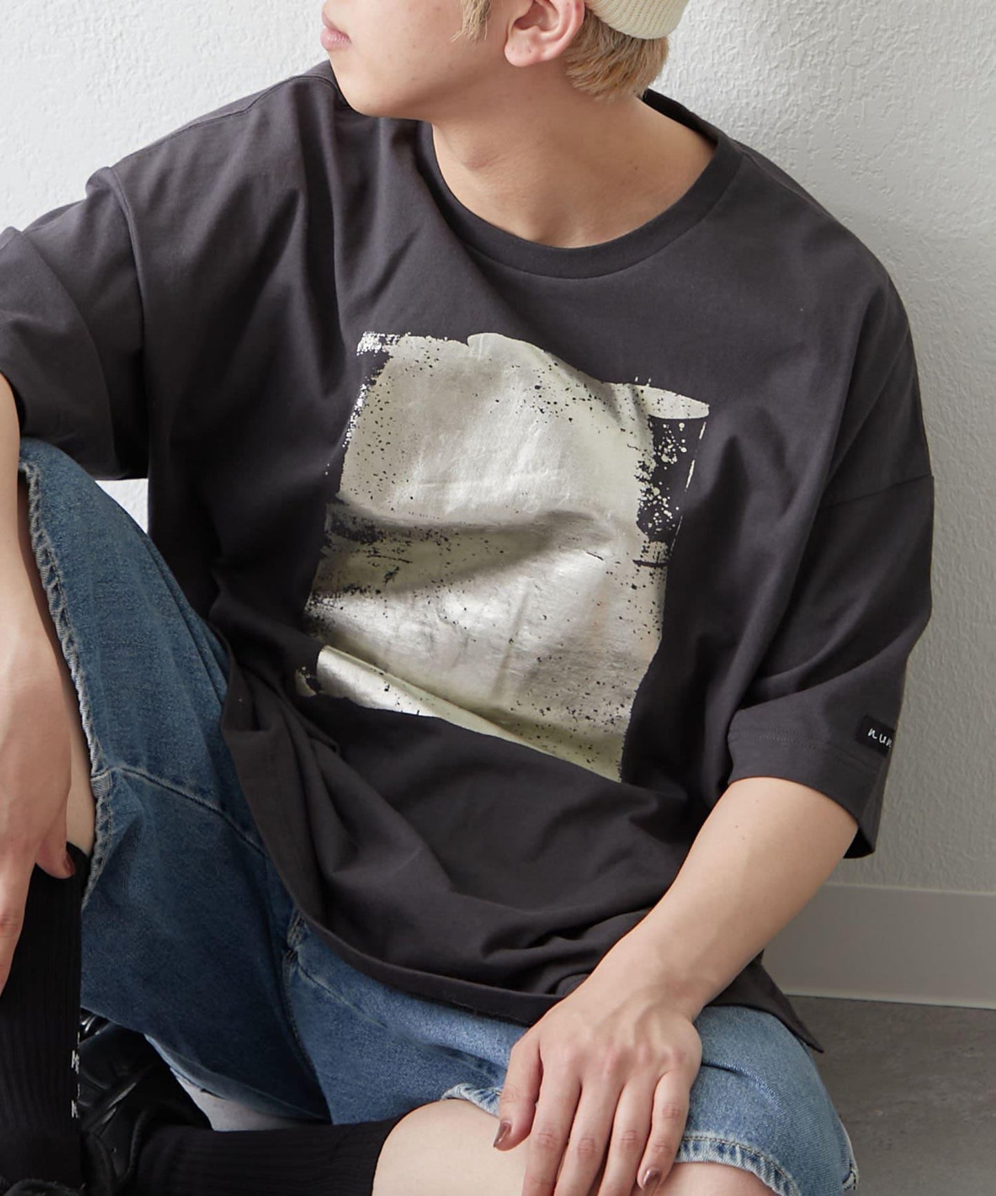 【NUNIFE/】箔印花大T-shirt