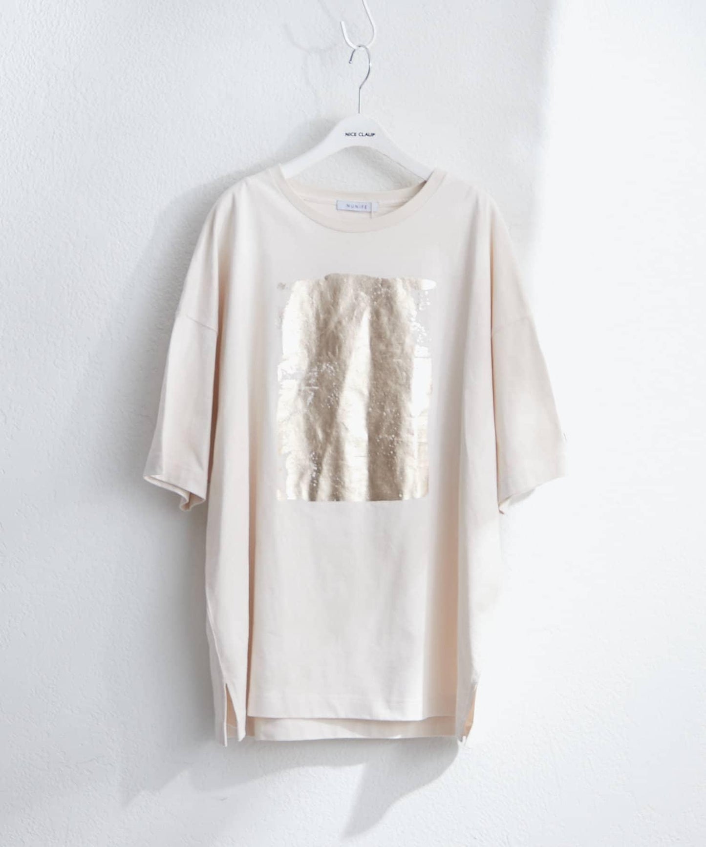 【NUNIFE/】箔印花大T-shirt