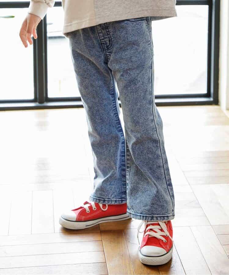 化學處理過的喇叭褲牛仔褲 十分褲長