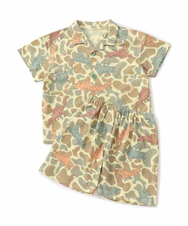 恐龍迷彩圖案開襟睡衣