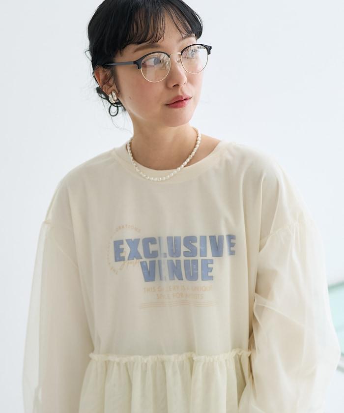 【套裝商品】蕾絲疊層 印花長袖T-shirt
