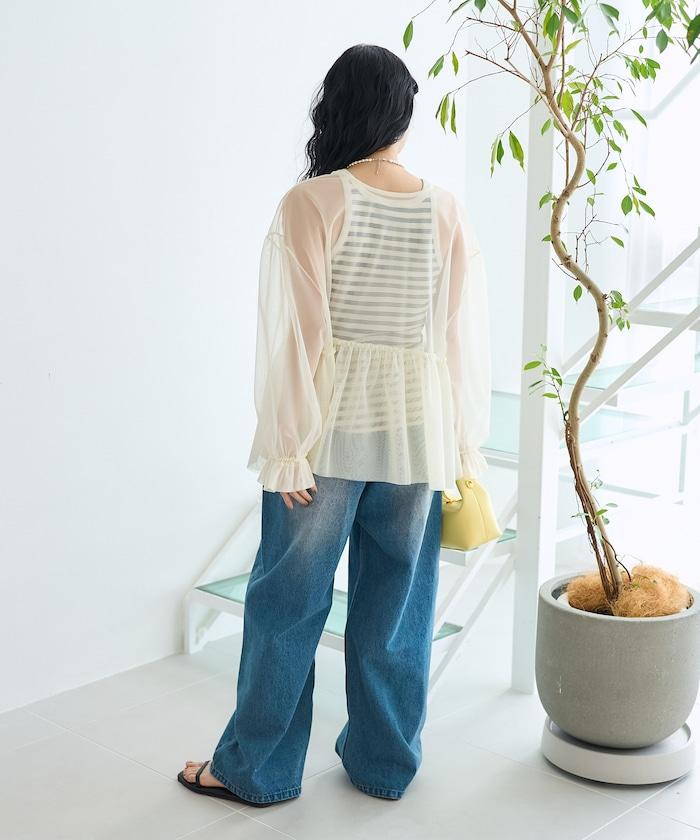 【套裝商品】蕾絲疊層 印花長袖T-shirt
