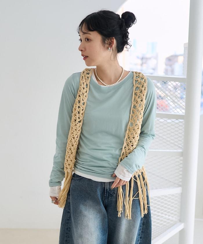 流蘇圖案編織馬甲