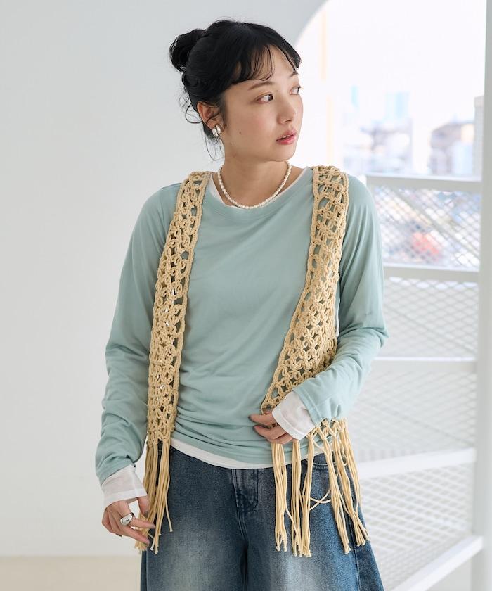 流蘇圖案編織馬甲