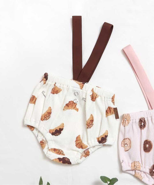 零食圖案吊帶短褲