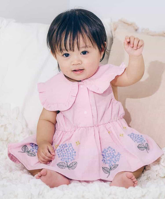 【連衣裙】繡花繡球嬰兒連體衣