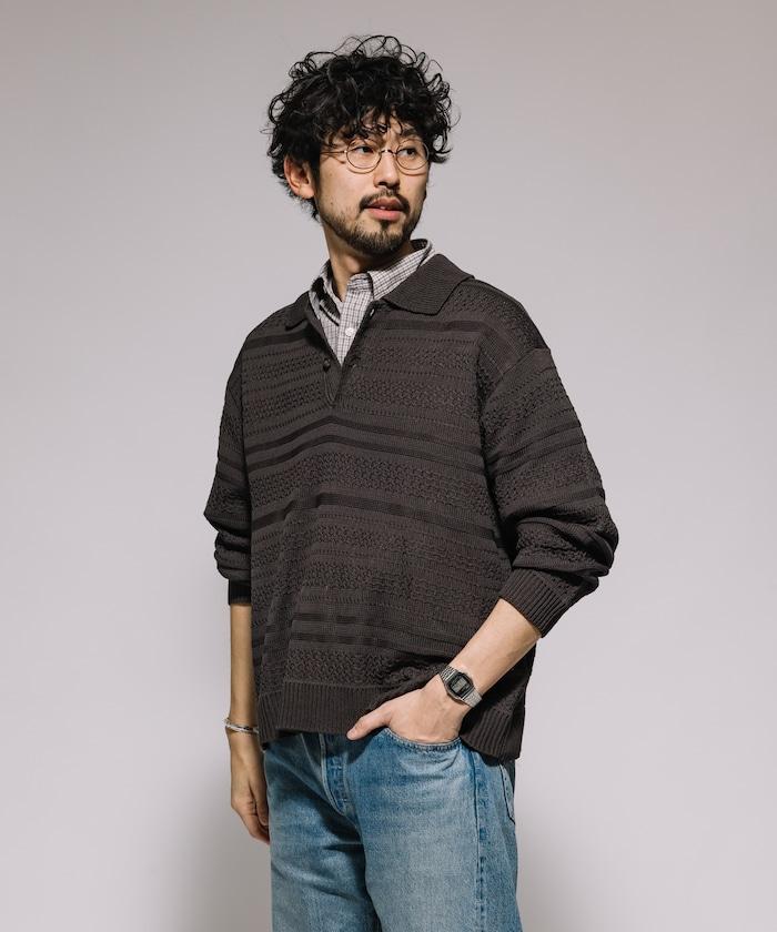 傳統條紋領口針織衫
