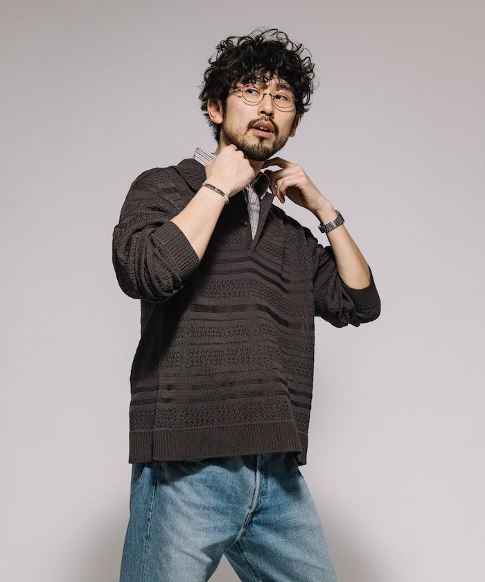 傳統條紋領口針織衫