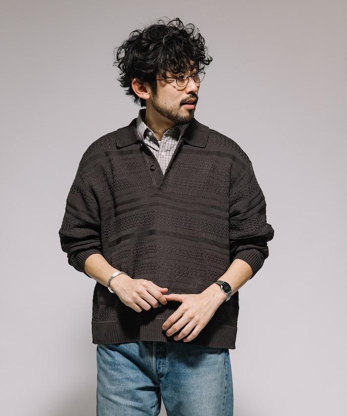 傳統條紋領口針織衫