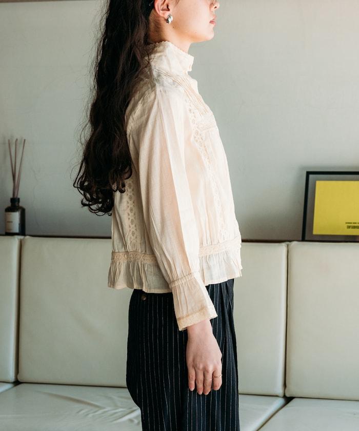 印度棉亞麻蕾絲襯衫