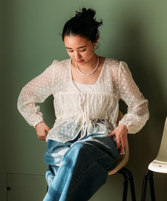 花卉刺繡透視蕾絲襯衫