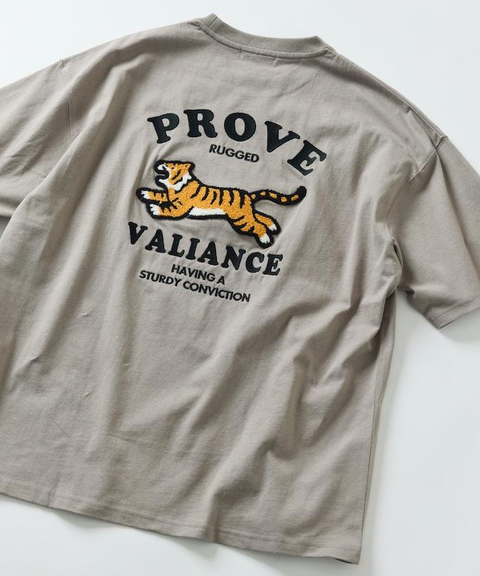 大尺寸 倒車設計刺繡 圓領 T恤 / TIGER