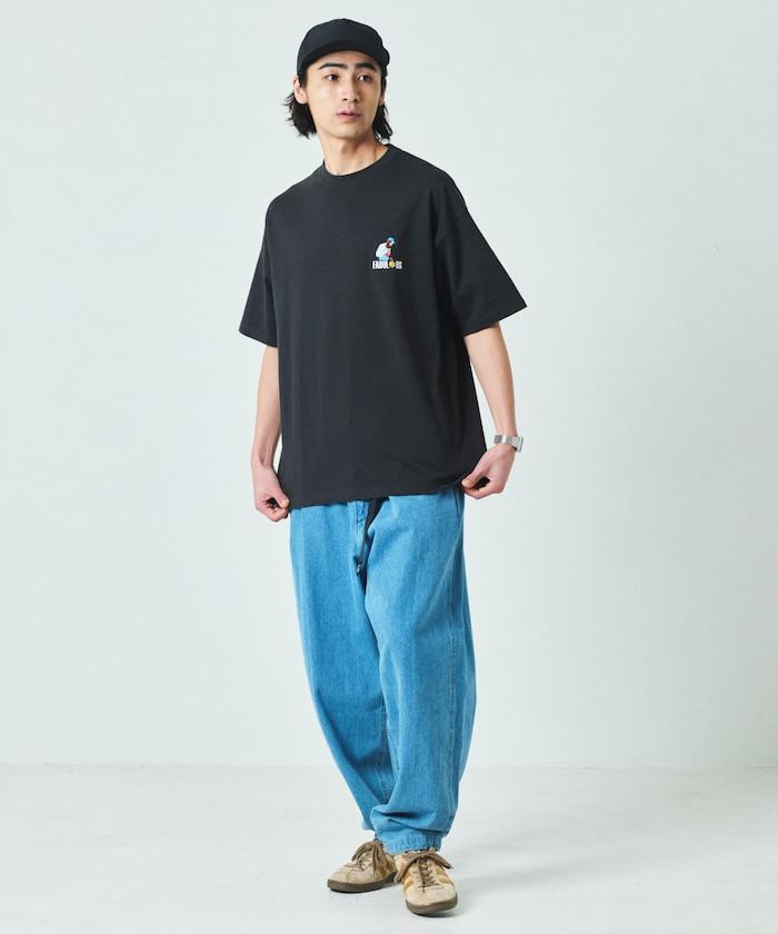大尺寸 刺繡點綴 圓領 T恤 / 花