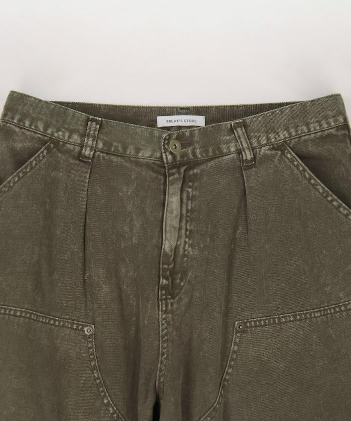 寬鬆直筒 雙膝異色牛仔褲