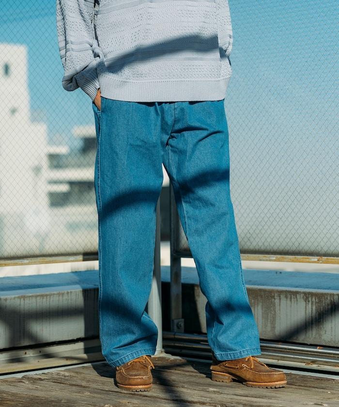 版 寬鬆牛仔廚師褲