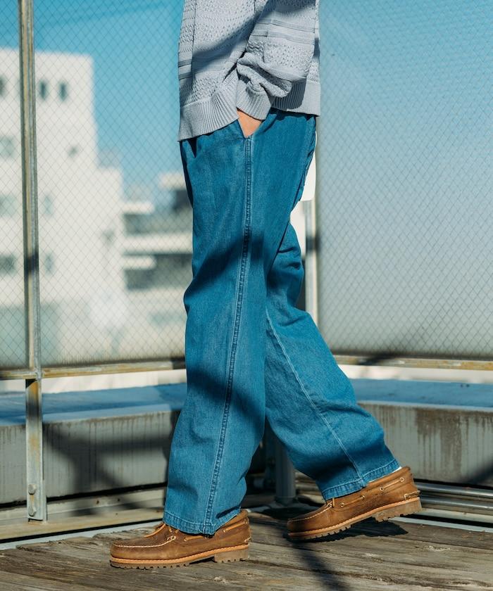 版 寬鬆牛仔廚師褲