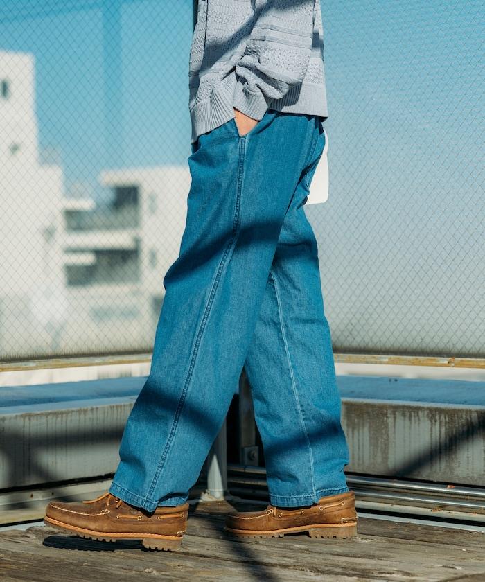 版 寬鬆牛仔廚師褲