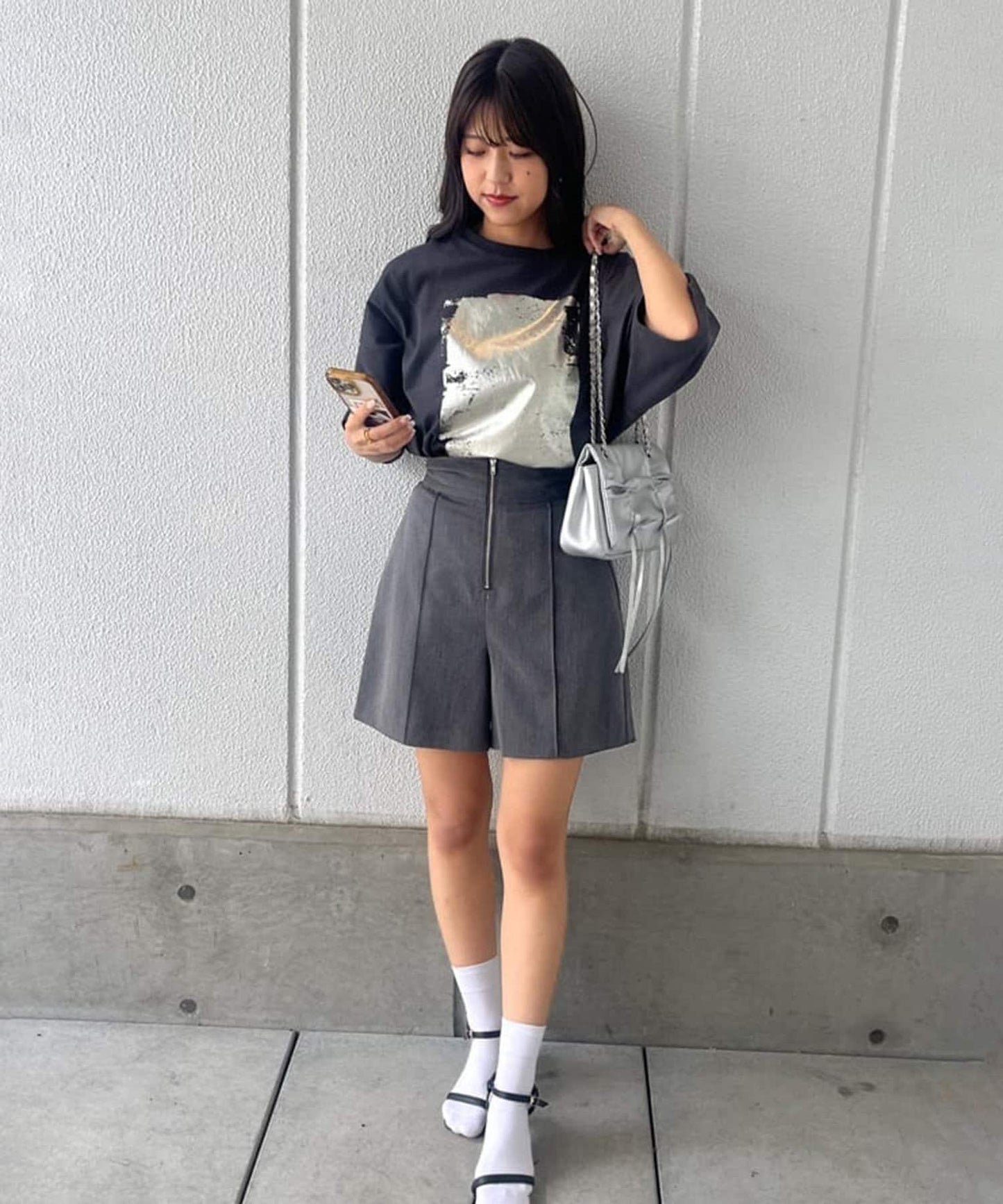 【NUNIFE/】箔印花大T-shirt