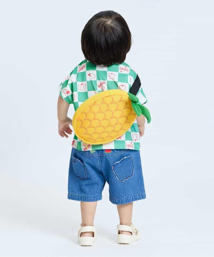 大尺寸水果圖案&蔬菜方格圖案T恤