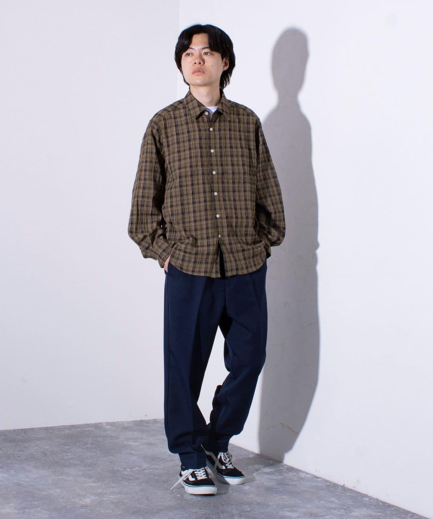 【GLOSTER/格洛斯特】紗布般格子襯衫 常規領
