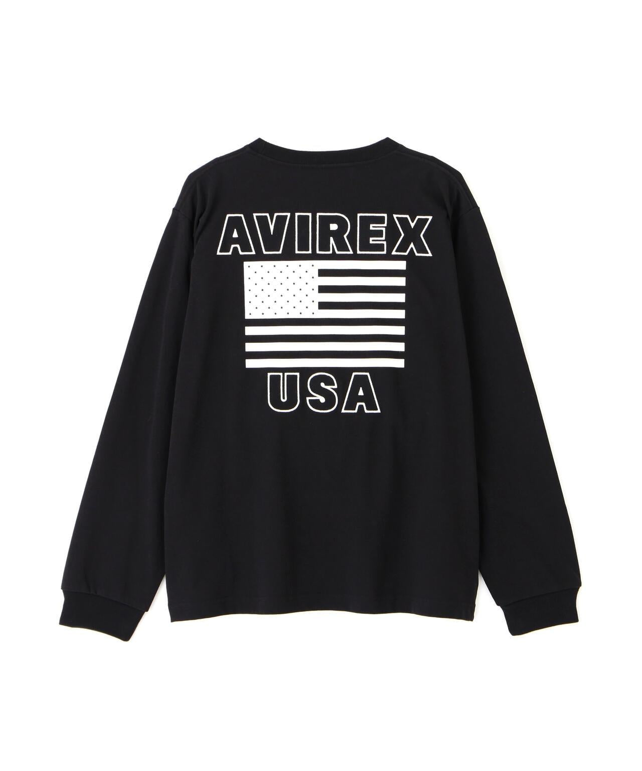 《&DEPOT限定》美國國旗印花長袖T恤 / 美國國旗長袖T恤 / AVIREX