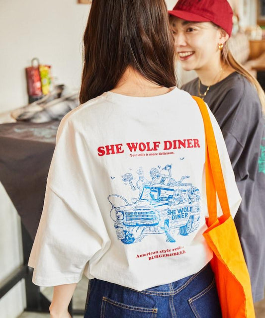 SHE WOLF DINER×FREAK'S STORE/海狼餐廳 聯名 大尺寸 後背印花T恤/CAR