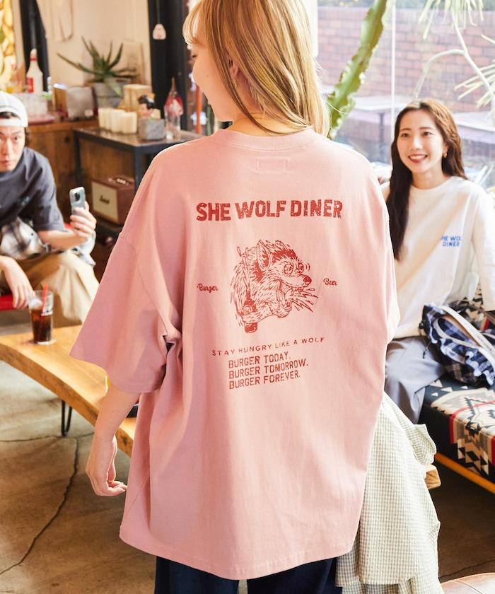 SHE WOLF DINER×FREAK'S STORE/海狼餐廳 聯名 大尺寸 後背印花T恤/WOLF