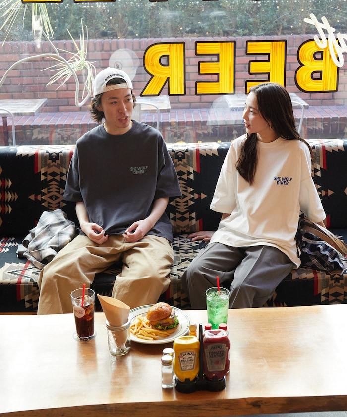 SHE WOLF DINER×FREAK'S STORE/海狼餐廳 聯名 大尺寸 後背印花T恤/WOLF
